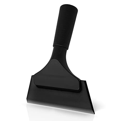 EHDIS Small Squeegee 5 inch Rubber Window Tint Windshield Scraper for Car,Glass, Mirror, Shower, Door,Bathroom Cleaning Ice Snow Scraper (Pure Black) - color: Pure Black