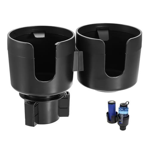 2-in-1 Multifunctional Car Cup Holder Expander, Large Auto Dual Cup Holder Expander Adapter with Adjustable Base, All Purpose Car Cup Holder for Bottles Cups Snack Organizer