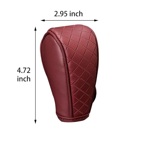 Cxtiy Gear Shift Knob Cover PU Leather Car Stick Shift Knob Cover Universal Fit for Most Cars, Non-Slip Gear Shifter Protector, Stylish Gear Shift Hoodie (Wine red) - color: Wine red