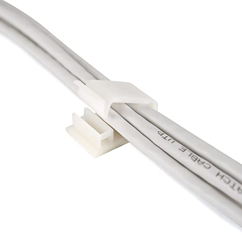 Cable Clips White with 3M Adhesive, Multipurpose Small Wire Clamps for Cable Management and Cable Runs - 50 Pack Black Bundled with 10 Reusable Cable Ties, Screws Included for Permanent Mounting - color: White, size: Medium (1 3/8" x 3/4")