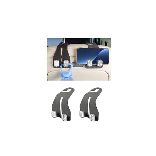 Zpana 2 PCS Car Seat Headrest Hook, Leather Vehicle Seat Back Hanger for Purses Bags, Metal Automotive Interior Storage Organizer Hooks Accessories, Universal for SUV, Truck, RV (Gray) - color: Gray