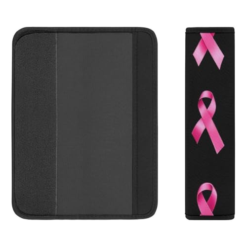 Women's Car Belt Covers, Breast Cancer Awareness Ribbons Black Fashion Cushion Pad Car Shoulder Strap Harness Pad - color: Color347
