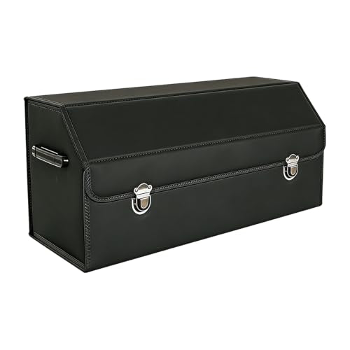 Car Organizers for Trunk for Suv Sedan, Leather Storage Box,Collapsible and Adjustable Black 14.9" L*12.2" W*11.8" H (29.5" L*12.2" W*11.8" H) - size: 29.5"L*12.2"W*11.8" H