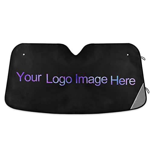 Custom Personalized Customize Logo Image Car Windshield Sun Shade Block UV Rays Sun Visor Protector Accordion Folding Sunshade Keep Vehicle Cool and Damage Free - color: 1 Custom Color