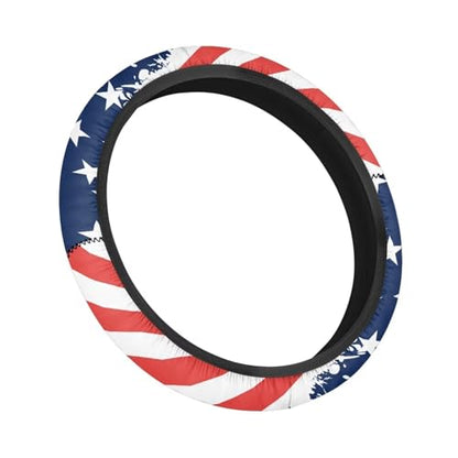 Patriotic Golf Cart Steering Wheel Cover Golf Cart Accessories Fit 13-14 Inch Anti-Slip Car Steering Wheel Cover Odorless Breathable Wrap Cover Sweat Absorption - color: Patriotic