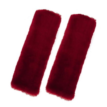 Andalus Genuine Sheepskin Car Seat Belt Cover Pad – Soft Fuzzy, Comfy Fluffy Seatbelt Covers, Shoulder Pad Neck Cushion Protector, Car Accessories for Woman, Man, Girl (Claret, 2-Pack) - color: Claret