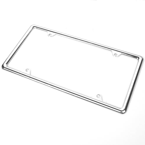 Chrome License Plate Frames Made of Zinc Alloy Metal, Universal Car Accessories,2Pack Front & Rear License Plate Holders Never Rust and Unbreakable with All Mounting Hardware Included - color: 2 PCS