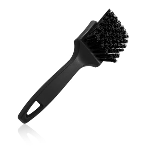 Car Carpet Cleaning Brush, 8.5-Inch Tire Cleaner Scrub Brushes with Stiff Bristles, Wheel Hub Scrub Brush Exterior Washing Supplies for Sedan SUV Truck, Car Accessories (Black) - color: Black