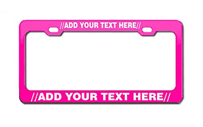 Stainless Steel Pink Customizable License Plate Frame Automobile Auto - color: Pink-Vinyl