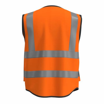 caparazon Unisex High-Visibility Reflective Safety Vest with Zippered Pockets - ANSI/ISEA Certified for Enhanced Work Safety - color: Orange Flag