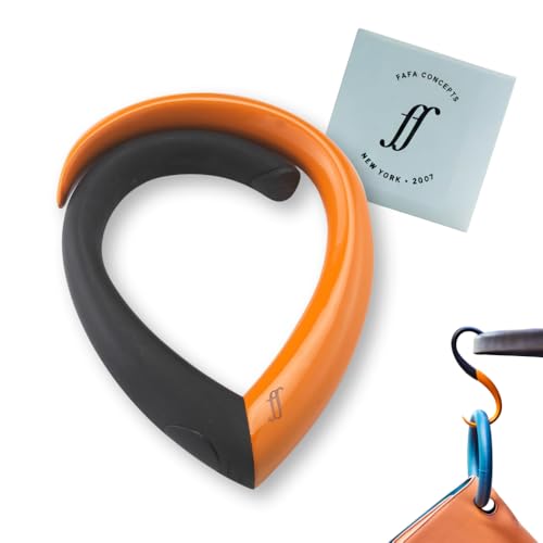 EMBRACE Dual Colour Purse Hook Hanger – Lightweight, Teardrop S Hooks | Bag Clip Holds 22 lb Bags, Backpacks | Purse Charms for Women, Men | Caviar & Orange - color: caviar/orange