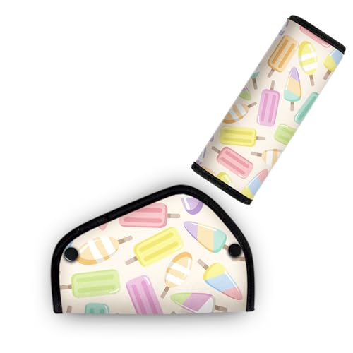 Kid's Seat Belt Cover Pad, Neck & Abdomen Cushion for Children- Soft and Breathable Straps Cover Support (Ice Cream) - color: Ice Cream
