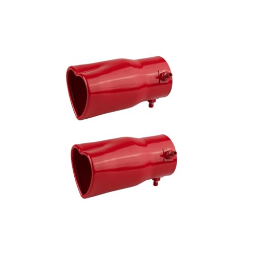 2PCS Universal Heart-Shaped Exhaust Tip, 63mm Inner Diameter, Stainless Steel Bolt-on Exhaust Muffler Tip (Red,Stright) - color: Red, size: Stright