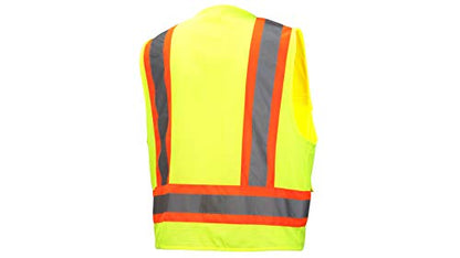 Pyramex Class 2 Surveyor's Safety Vest with 6 Pockets, Hi-Vis Lime, 4XL - color: Hi Vis Lime, size: 4X-Large