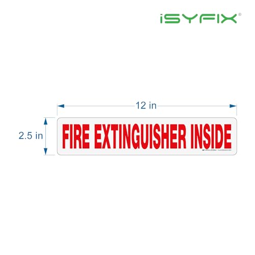iSYFIX Fire Extinguisher Inside Sticker Sign – 10 Pack 12x2.5 Inch – Self-Adhesive Reflective Vinyl Decals, Laminated UV, Weather, Scratch, Fade Resistance, for Cars, Trucks, Trailers & Vehicles - color: White Reflective, size: 12x2.5 (10 Pack)