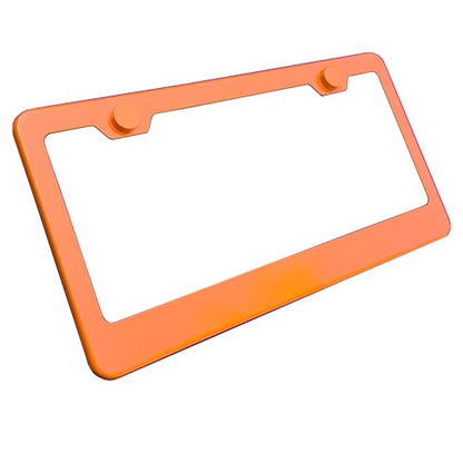 T304 Stainless Steel License Plate Frame – 8K Mirror Polish Finish, Rust-Resistant, Slim Design, Universal Fit, Includes Screw Caps, Washers & Stainless Steel Screws (Orange) - color: Orange