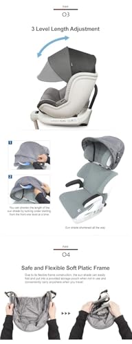 Manito Sun Shade Extender/Auxiliary Canopy for Car Seat (Beige) - color: Beige