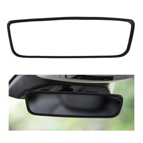 Rear View Mirror Protector Frame, Rearview Mirror Edge Protective Cover Car Interior Decoration, Silicone Auto Rearview Mirrors Trim Compatible with Model 3 Y for Women Men (Black) - color: Black