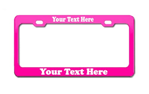 Personalized Metal Stainless Steel License Plate Frame Auto Tag (Pink-Laser Engraved) - color: Pink-Laser Engraved