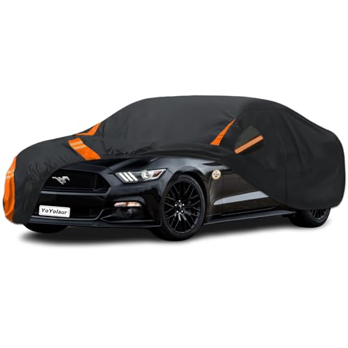 10-Layer for Ford Mustang Car Cover Waterproof All Weather for Automobiles, Outdoor Full Cover Soft Cotton Lining Rain Snow UV Protection with Door Zipper, Fit for Ford Mustang 1994-2025 - size: Custom Fit for Ford Mustang
