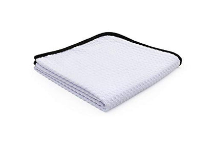 The Rag Company Dry Me A River, Professional Korean 70/30 Blend Microfiber Waffle-Weave Drying & Detailing Towels, Soft Suede Edges, 390 GSM, 20x40 Inches, White, 2-Pack - color: White, size: 20in x 40in