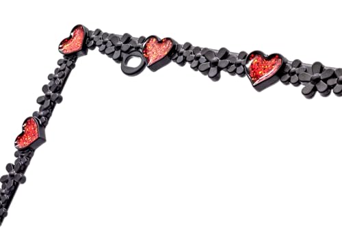 Creathome 3D Shining Daisy Heart License Plate Frame from Pure Zinc Alloy Metal Perfect Plate Holder, Matt Black with Red Glitter, Luminously Heart - color: Matt black with Red Glitter, Luminously Heart