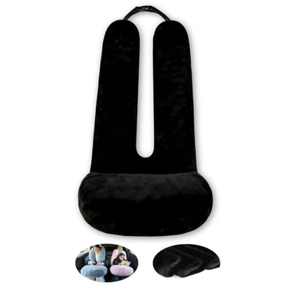 FHSGGP Travel Pillow Car Travel Sleep Support Pillow 2-in-1 Lap Pillow and Car Pillow with Neck and Body Support for Adults and Kids on Long Trips Kids Travel Pillow Black - color: E-black