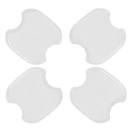4Pcs Semi-Transparent Carbon Fiber Like Car Door Handle Cup Protective Sticker Auto Door Paint Guard(M) - color: Semi-Transparent, size: Medium