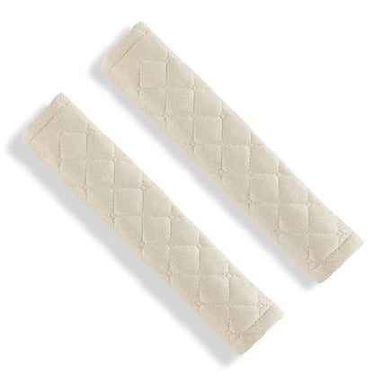 Amooca Automotive Seat Belt Cover Soft Suede Universal Fit Seatbelt Shoulder Pad Neck Protector Cushions for SUV Trucks Airplane Backpack 2 Pack Beige - color: Beige