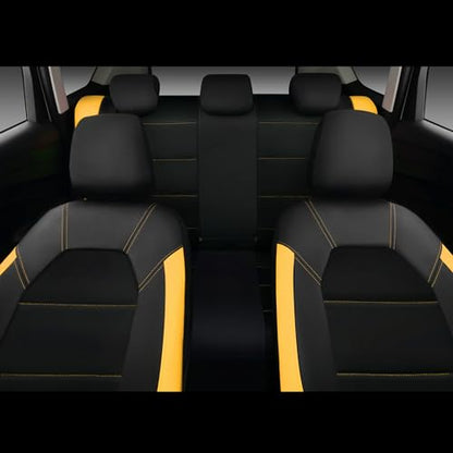 CAR PASS Leather Seat Covers, Breathable Universal Car Seat Cover Full Set for Cute Women Girly,5mm Composite Sponge Inside,Airbag Compatible Fits Most Auto,SUVs,Trucks,Vans(Full Set,Black&Yellow) - color: Black Yellow, size: Full Set