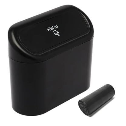 Car Trash Can Bin,Car Garbage Can,1 Black with A Roll of Garbage Bag,Push-Button Switch