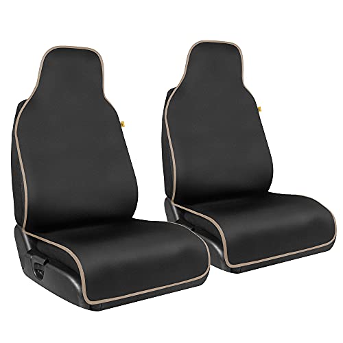 CAT® Waterproof Car Seat Covers for Front Seats, 2 Pack with Beige Trim – Durable Neoprene Seat Covers for Cars, Universal Fit for Most Cars Trucks SUV, Ideal Seat Protector for Vehicle Car Seats - color: Black with Beige Trim, size: 2 Piece Set