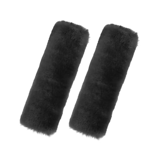 Andalus Genuine Sheepskin Car Seat Belt Cover Pad – Soft Fuzzy, Comfy Fluffy Seatbelt Covers, Shoulder Pad Neck Cushion Protector, Car Accessories for Woman, Man, Girl (Carbon Black, 2-Pack) - color: Carbon Black