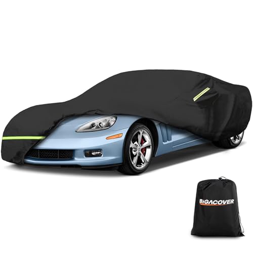 for C6 Corvette Full Car Cover Waterproof, Outdoor Car Covers Windproof Heavy Duty All Weather Waterproof Protection Universal Custom Compatible with C6 2005-2013 Chevy Corvette(Black) - color: Black, size: C6 2005-2013
