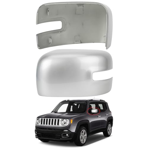 Driver Side Mirror Cover Replacement for Jeep Renegade 2015 2016 2017 2018 2019 - Left Side Mirror Covers, Rear View Mirror Cap Accessories With Lamp, Silver - color: Silver-With Lamp, size: Driver Side (Left)