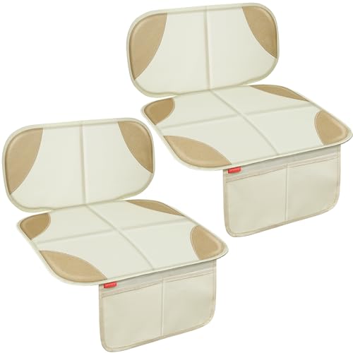 Sinvitron Car Seat Protector for Kids, Anti-Slip Thick Padding, Seat Mark Protection, 2 Storage Pockets for Toys & Snacks, Universal Fit for Most Vehicles (White, 2 Pack) - color: White, size: 2 Pack