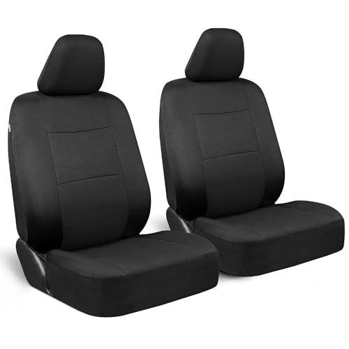 BDK PolyPro 2-Pack Front Car Seat Covers Set in Black/Black - Front Seat Covers for Cars Trucks Vans SUVs Sedans, Easy to Install Front Car Seat Cover Protection, Universal Fit Car Accessories - color: Black