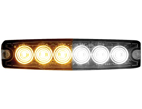 Buyers Products 8892202 5 in Ultra Thin LED Strobe Light Amber/Clear, Surface Mount Warning Light w/ 6 LEDs, 23 Flash Patterns, IPX8 Waterproof, 12–24V Strobe Light for Trucks & Trailers - color: Amber/Clear, size: 5"