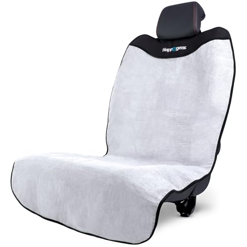 HAPPEGEAR Happeseat Waterproof Car Seat Cover & Protector – Universal Fit Car Seat Towel Cover – Non-Slip Backing, Easy Install & Storage, Machine Washable, Fits Front & Back, Silver - color: Silver