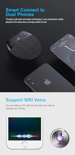 Hands Free Car Speakerphone Kit Bluetooth 5.0 Wireless Vehicle BT Handsfree Hands-Free Microphone Sun Visor Music Player with Mic