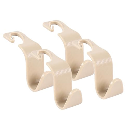 Car Seat Headrest Hooks Vehicle Storage Organizer for Purses Handbags Groceries Coats – Holds 55 lbs 360° Rotating Checkered Pattern Design 4 Pack (Beige Checkered) - color: Beige Checkered