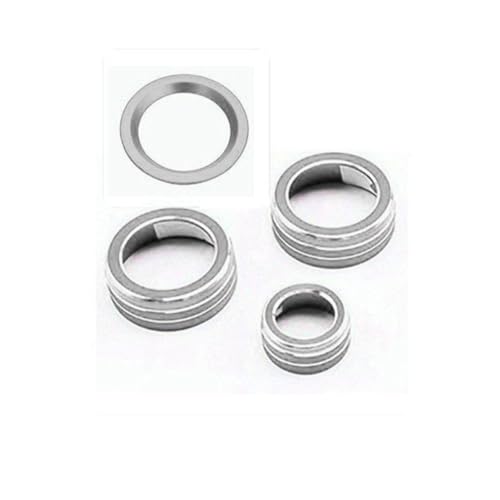 4pcs Aluminum Interior Console Trim Compatible with Honda CRV CR-V 2017 2018 2019 2020 2021 AC Air Conditioning Knob Start Stop Button Navigation Volume Knob Cover Trim (4Pcs Silver) - color: Silver