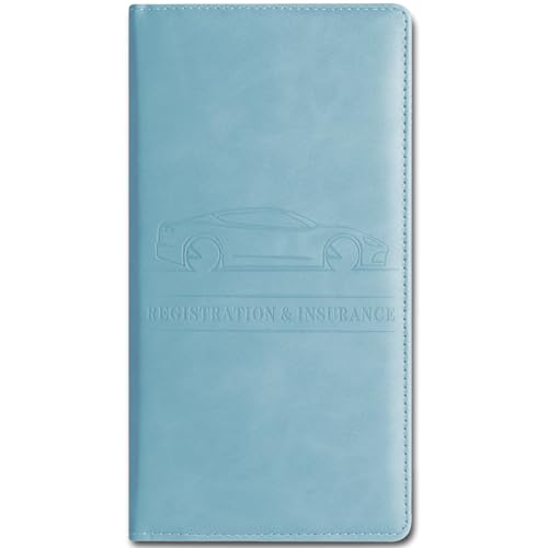 Car Accessories Registration and Insurance Holder,Leather Essential Card Magnetic Shut Vehicle Glove Box Organizer Case for Auto Driver License Document Truck Motorcycle Boat Men Women-Blue - color: Blue-1pack