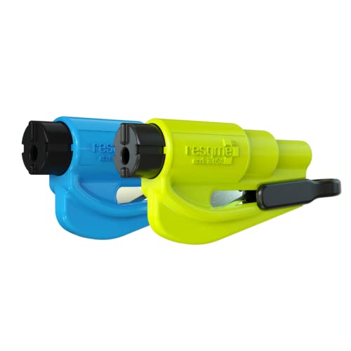 resqme The Original Compact Emergency Keychain Car Escape Tool, Seatbelt Cutter and Window Breaker, Made in USA, Pack of 2 - color: Blue, Yellow, size: Standard