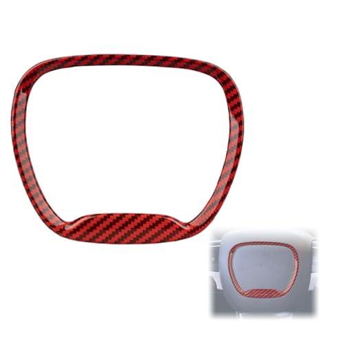 VANEST Central Control Steering Button Frame Trim Compatible with Dodge Challenger Durango 2015-2025, Car Interior Decoration Accessories (Red Carbon Fiber) - color: Red Carbon Fiber