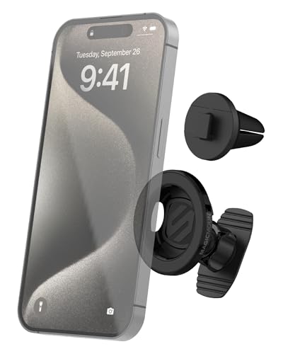 Scosche MagSafe Car Mount, Magnetic Phone Holder for Car Dashboard & Vent with 360° Rotation, 2-in-1 Cell Phone Mount for iPhone 17/16/15/14/13 & More w/MagicRing Adapter, Compatible with PopSockets - size: 1 Pack, style: Dash / Vent