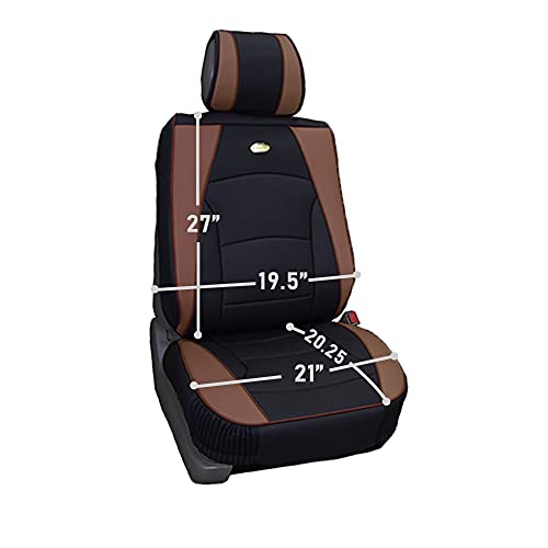 FH Group Ultra Comfort Highest Grade Faux Leather Full Set Cushion Pads Car Seat Covers for Front and Rear– Universal Fit for Cars Trucks & SUVs (Brown/Black) - color: Brown, style: Full Set