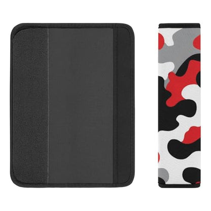Men's Comfortable Cushion Pad Car Shoulder Strap, Military Red Camo Army Camouflage Harness Pad Car Belt Covers - color: Color362