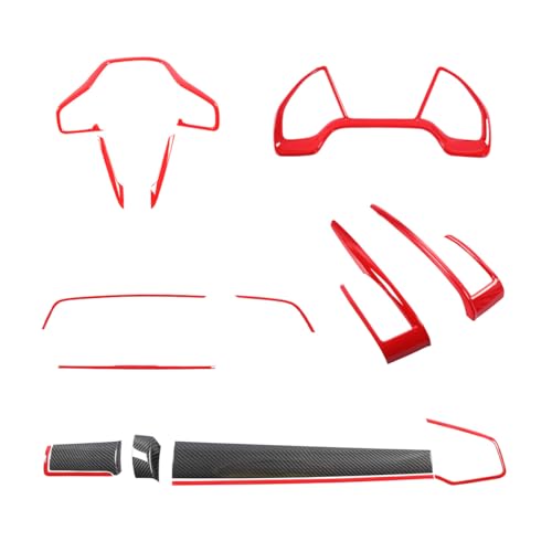 YINGTUU for Honda Civic Accessories 10th 2016-2021 Car Interiors Cover Instrument Panel Decorative Center Console Moulding Trim Air Outlet Automotive Steering Wheel 15Pcs Red - color: 15 Pcs Set-Red