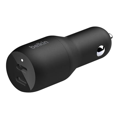 Belkin 36-Watt Dual-USB Car Charger - Power Delivery 2 18W USB-C Ports with PPS Charging Apple iPhone 14, 14 Pro, 14 Pro Max, iPhone 13, 13 Pro, 13 Pro Max Samsung Galaxy, AirPods - USB-C Charger - style: Dual USB-C